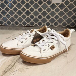 Harley-Davidson Womens White and Tan Sneakers